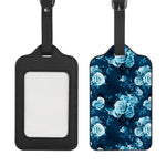 Blue Rose Floral Flower Pattern Print Luggage Tag