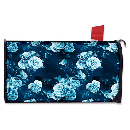 Blue Rose Floral Flower Pattern Print Mailbox Cover