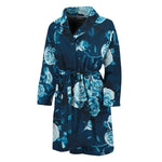 Blue Rose Floral Flower Pattern Print Men's Bathrobe