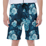 Blue Rose Floral Flower Pattern Print Men's Beach Shorts