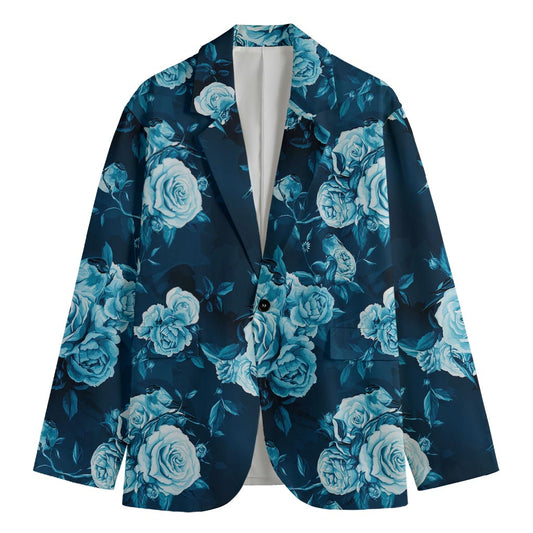 Blue Rose Floral Flower Pattern Print Men's Blazer