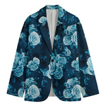 Blue Rose Floral Flower Pattern Print Men's Blazer