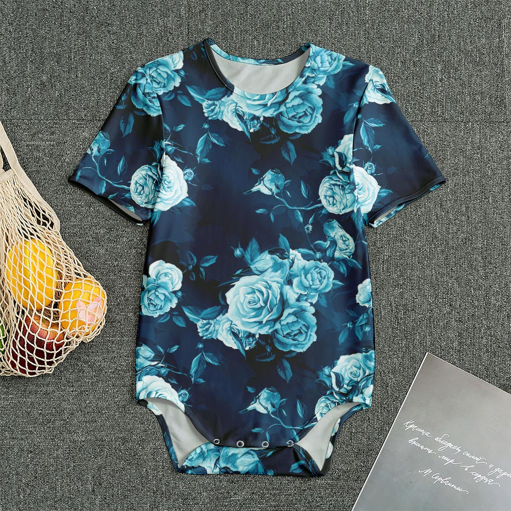 Blue Rose Floral Flower Pattern Print Men's Bodysuit