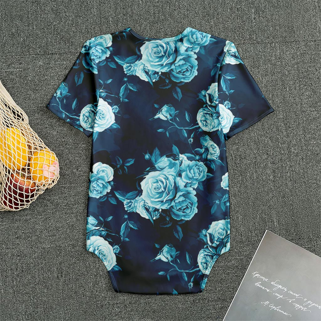 Blue Rose Floral Flower Pattern Print Men's Bodysuit