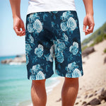 Blue Rose Floral Flower Pattern Print Men's Cargo Shorts
