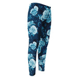 Blue Rose Floral Flower Pattern Print Men's Compression Pants