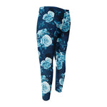 Blue Rose Floral Flower Pattern Print Men's Compression Pants