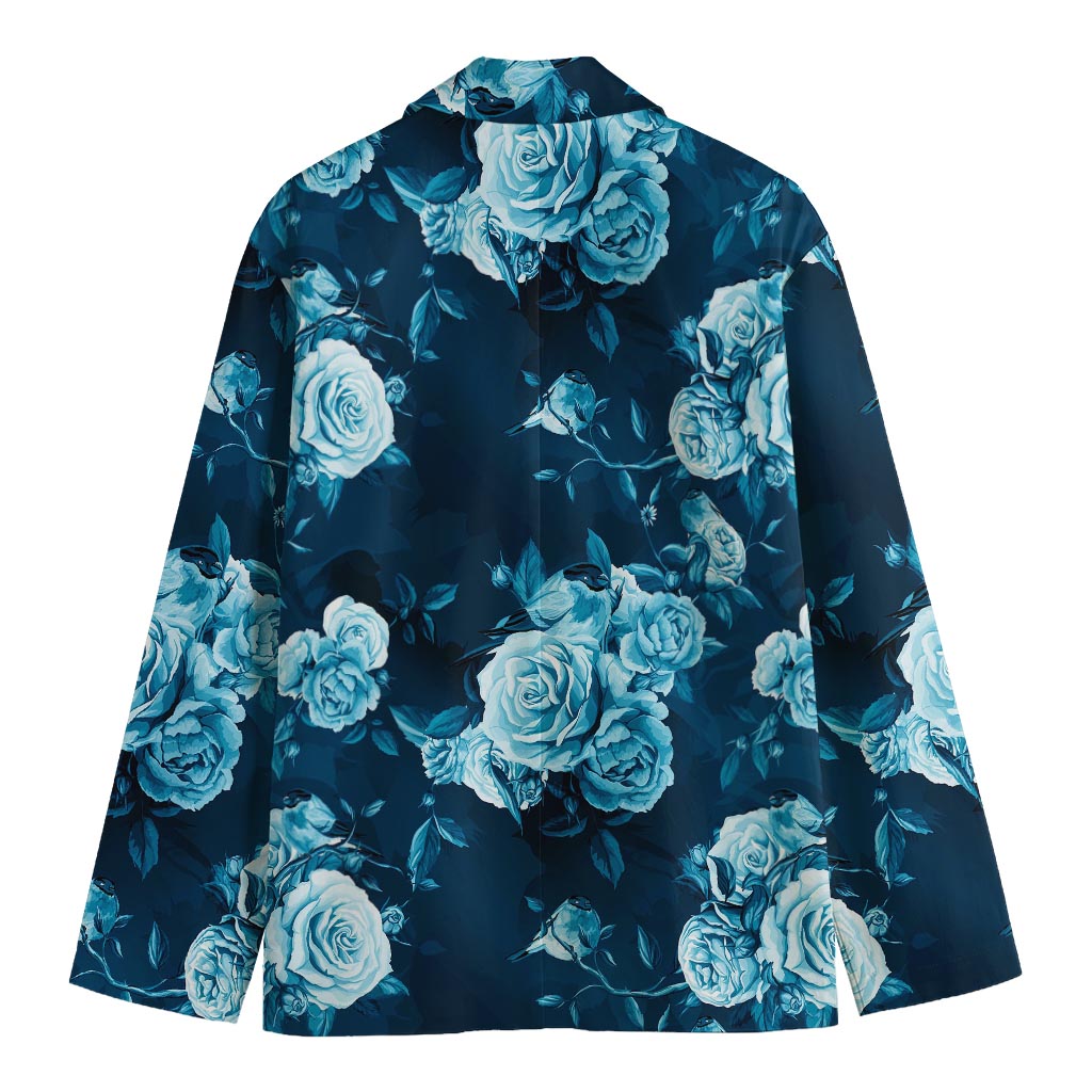 Blue Rose Floral Flower Pattern Print Men's Cotton Blazer