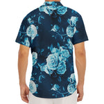 Blue Rose Floral Flower Pattern Print Men's Deep V-Neck Shirt