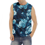 Blue Rose Floral Flower Pattern Print Men's Fitness Tank Top