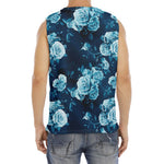 Blue Rose Floral Flower Pattern Print Men's Fitness Tank Top