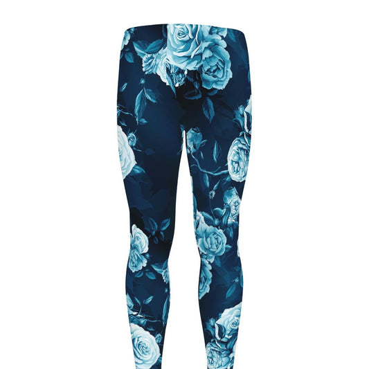 Blue Rose Floral Flower Pattern Print Men's leggings