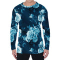 Blue Rose Floral Flower Pattern Print Men's Long Sleeve T-Shirt