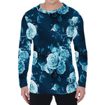 Blue Rose Floral Flower Pattern Print Men's Long Sleeve T-Shirt