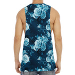 Blue Rose Floral Flower Pattern Print Men's Muscle Tank Top