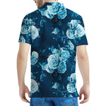 Blue Rose Floral Flower Pattern Print Men's Polo Shirt