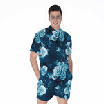Blue Rose Floral Flower Pattern Print Men's Rompers
