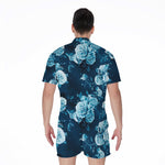 Blue Rose Floral Flower Pattern Print Men's Rompers