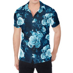 Blue Rose Floral Flower Pattern Print Men's Shirt