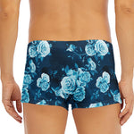 Blue Rose Floral Flower Pattern Print Men's Short Boxer Briefs