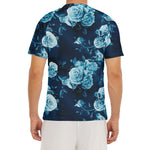 Blue Rose Floral Flower Pattern Print Men's Short Sleeve Rash Guard