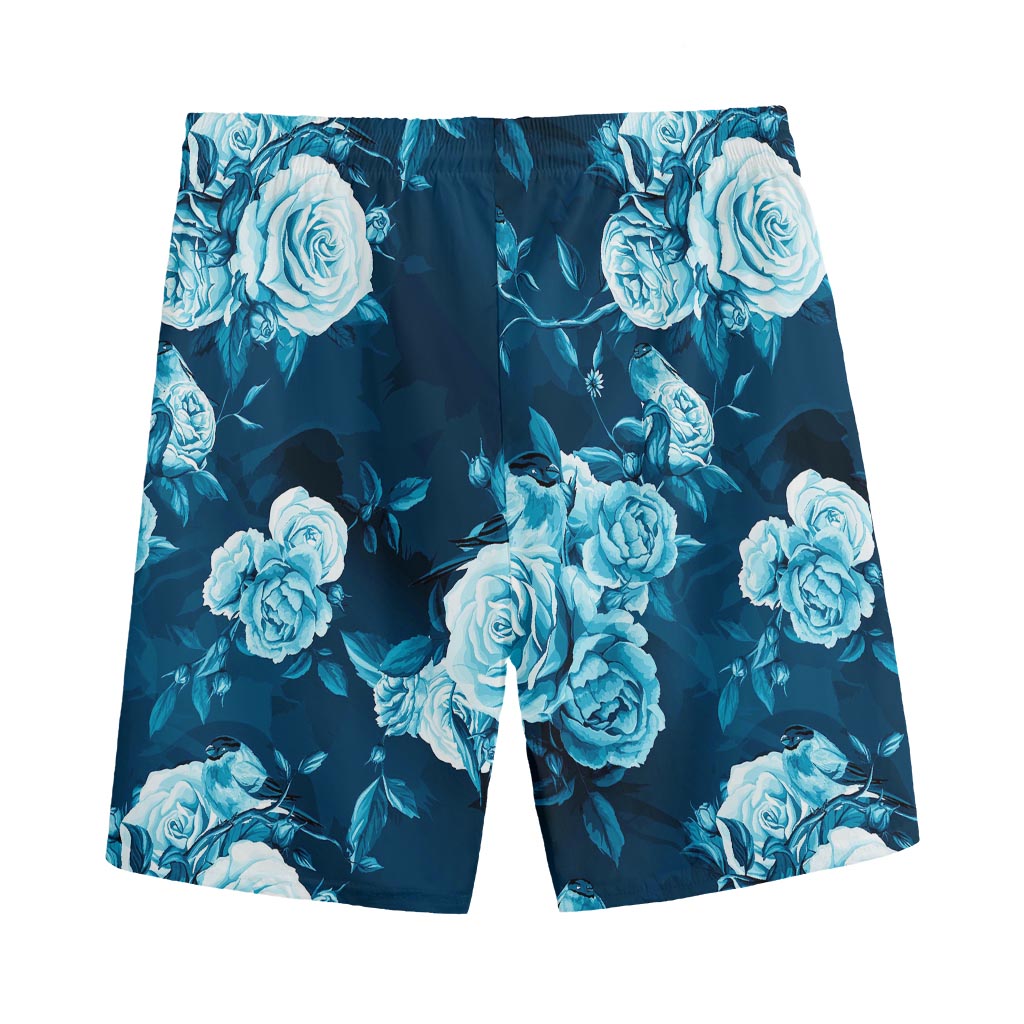 Blue Rose Floral Flower Pattern Print Men's Sports Shorts