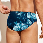 Blue Rose Floral Flower Pattern Print Men's Swim Briefs