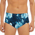 Blue Rose Floral Flower Pattern Print Men's Triangle Swim Briefs