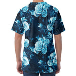 Blue Rose Floral Flower Pattern Print Men's Velvet T-Shirt