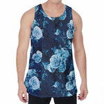 Blue Rose Floral Flower Pattern Print Men's Velvet Tank Top