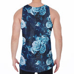 Blue Rose Floral Flower Pattern Print Men's Velvet Tank Top