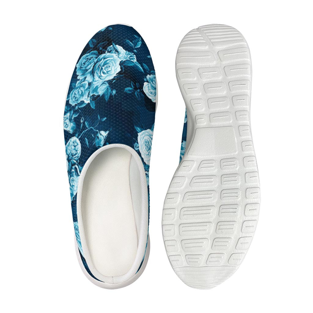 Blue Rose Floral Flower Pattern Print Mesh Casual Shoes