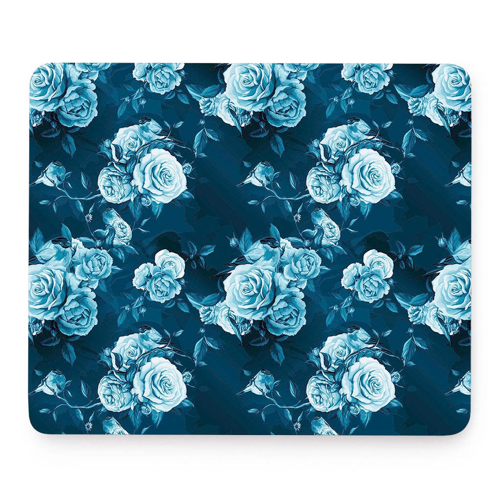Blue Rose Floral Flower Pattern Print Mouse Pad