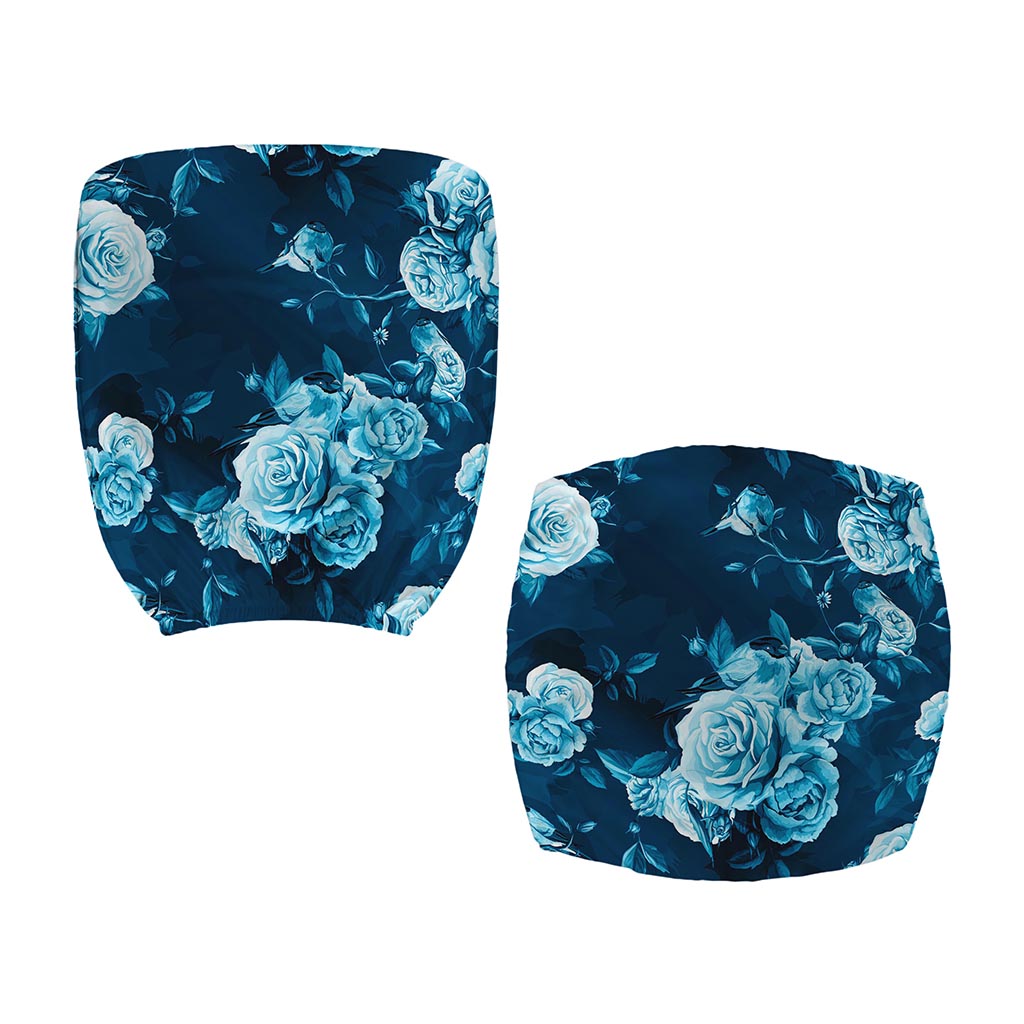 Blue Rose Floral Flower Pattern Print Office Chair Cover