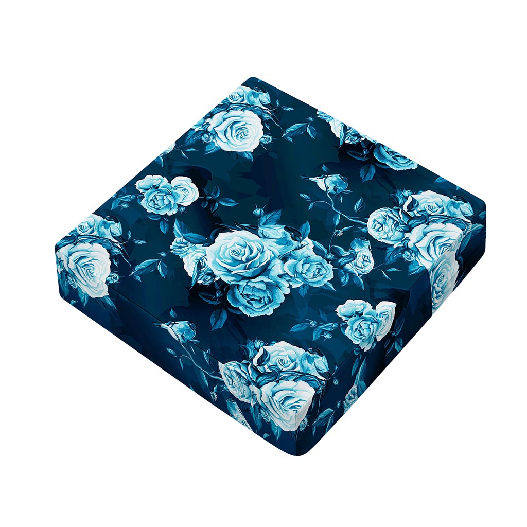 Blue Rose Floral Flower Pattern Print Outdoor Seat Cushion Cover
