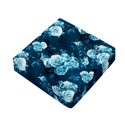 Blue Rose Floral Flower Pattern Print Outdoor Seat Cushion Cover
