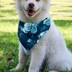 Blue Rose Floral Flower Pattern Print Over The Collar Dog Bandana