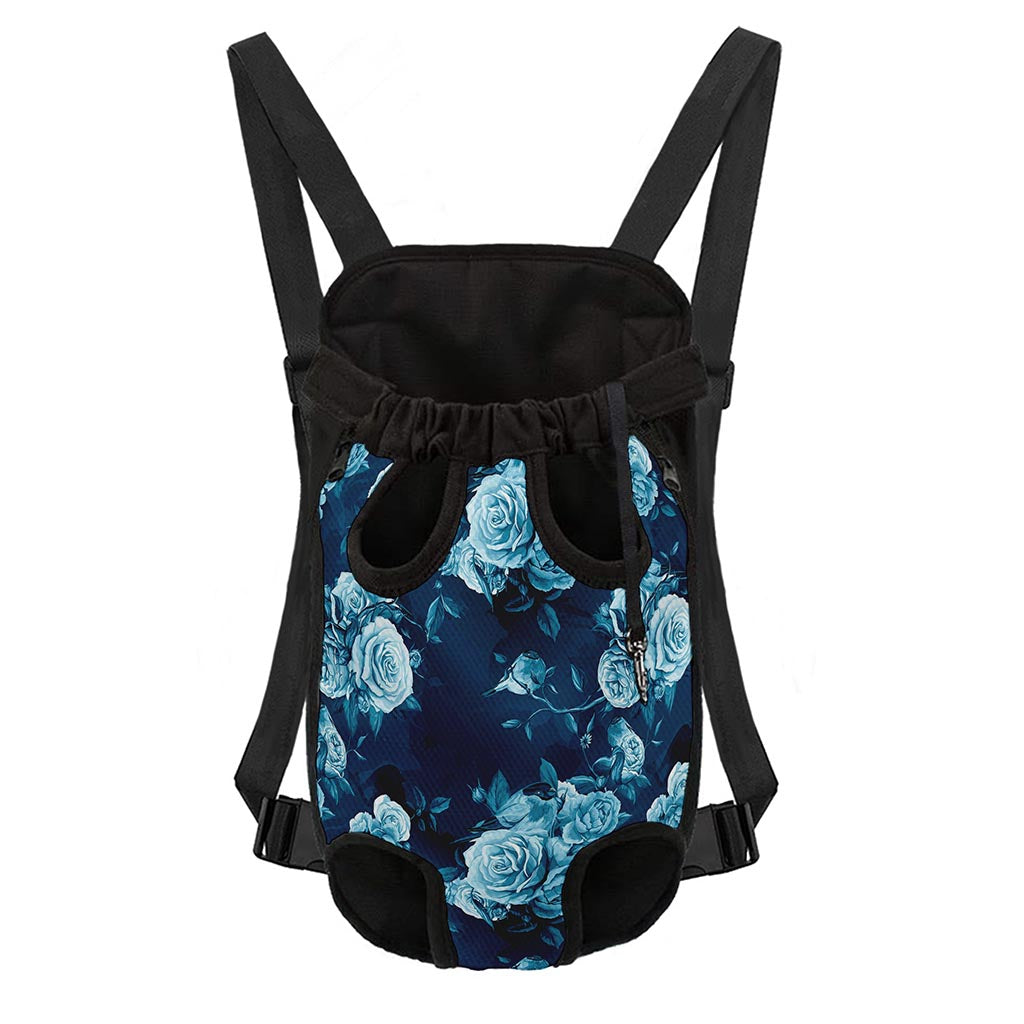 Blue Rose Floral Flower Pattern Print Pet Carrier Backpack