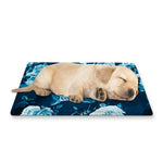 Blue Rose Floral Flower Pattern Print Pet Cooling Mat Cover