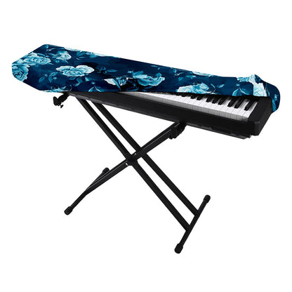 Blue Rose Floral Flower Pattern Print Piano Keyboard Cover