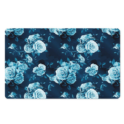 Blue Rose Floral Flower Pattern Print Polyester Doormat
