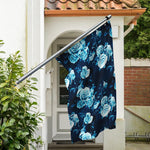 Blue Rose Floral Flower Pattern Print Polyester Flag