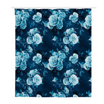 Blue Rose Floral Flower Pattern Print Polyester Shower Curtain