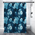 Blue Rose Floral Flower Pattern Print Premium Shower Curtain