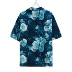 Blue Rose Floral Flower Pattern Print Rayon Hawaiian Shirt