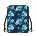 Blue Rose Floral Flower Pattern Print Rectangular Crossbody Bag