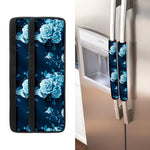 Blue Rose Floral Flower Pattern Print Refrigerator Handle Covers