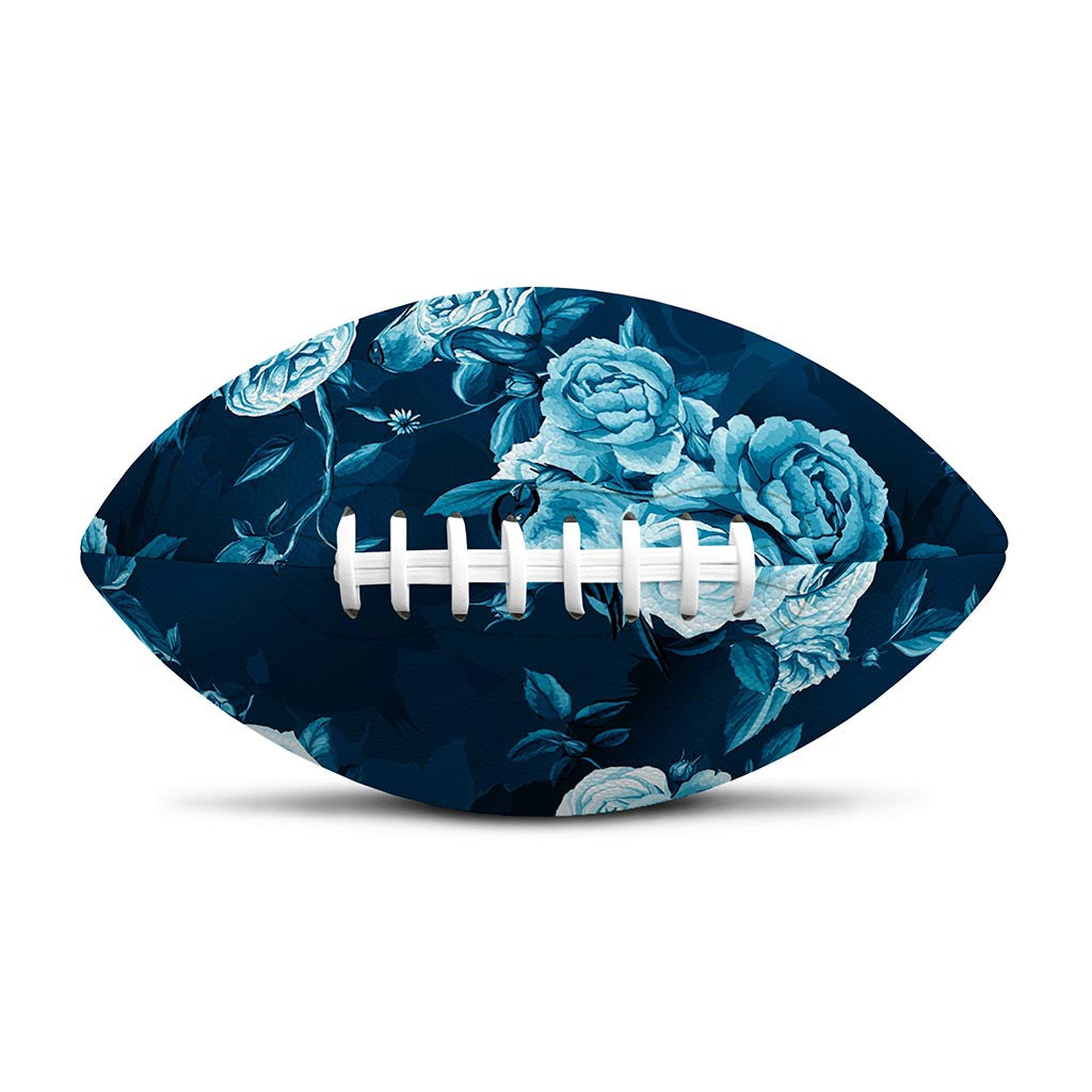 Blue Rose Floral Flower Pattern Print Rugby Ball