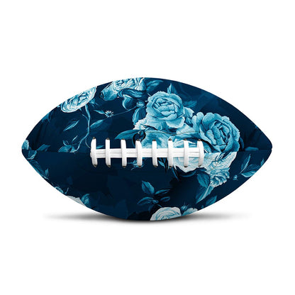 Blue Rose Floral Flower Pattern Print Rugby Ball