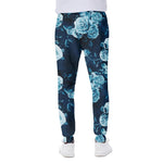 Blue Rose Floral Flower Pattern Print Scuba Joggers
